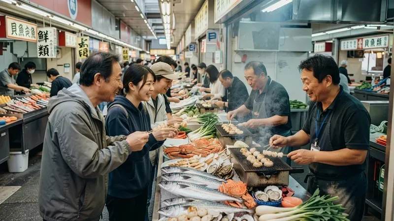 Local foodie expert leading a small group through a Shinsekai izakaya on an Osaka street food tour with 15 dishes, Osaka Japan